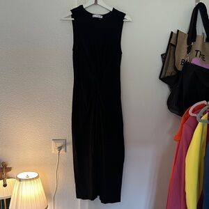 Mango Black Halter Sheath Midi Dress